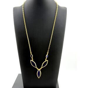 Michael Vincent Michaud 18K Gold Plated Marquis Cobalt Necklace